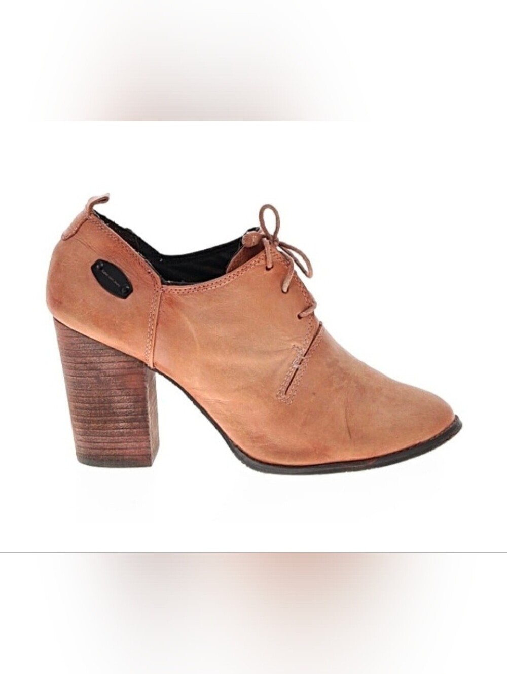 Calvin Klein Tan Leather Lace-Up Block Heel Boot